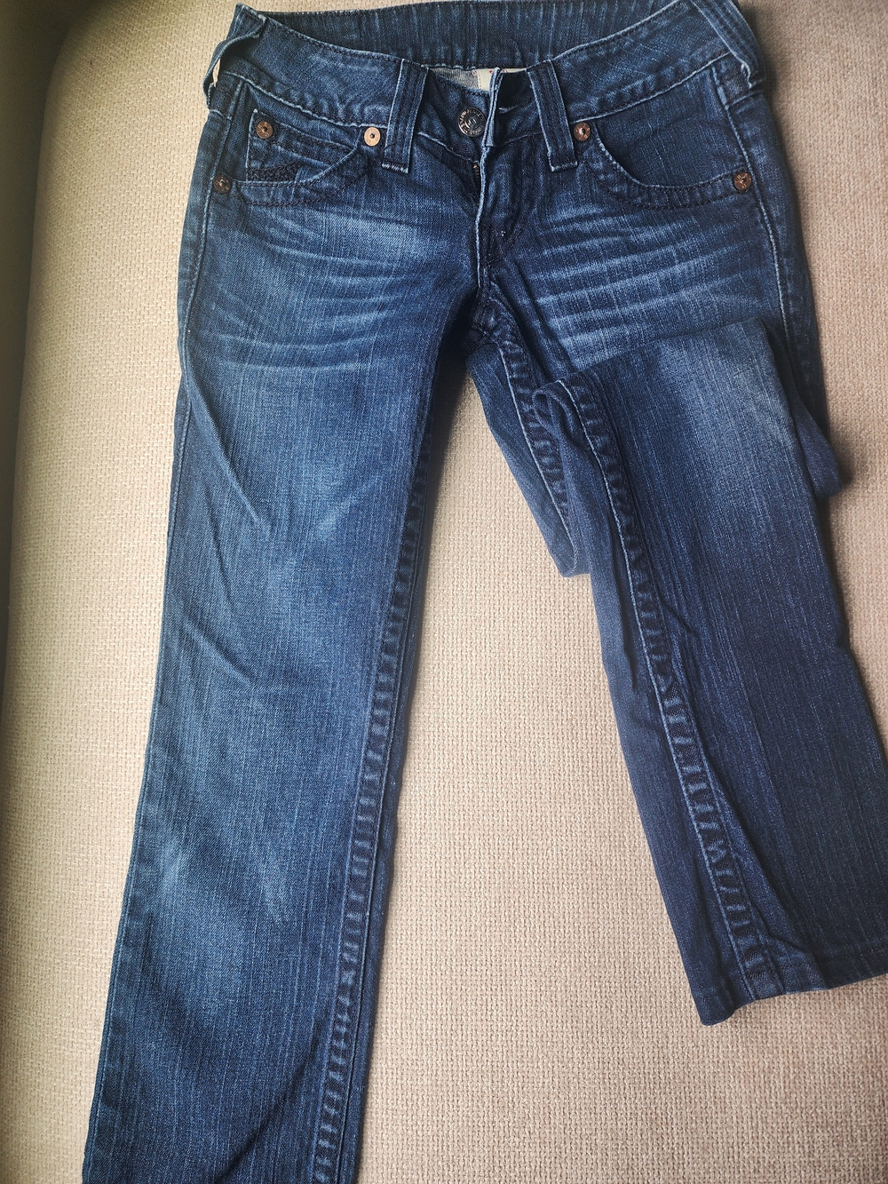 True Religion Billy Women’s Jeans Size 25 Made in USA Flap Pocket Blue Denim